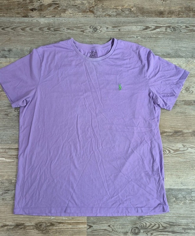 Polo Ralph Lauren Crew Neck Modern Classic-Fit Shirt Mens XL PURPLE GREEN PONY