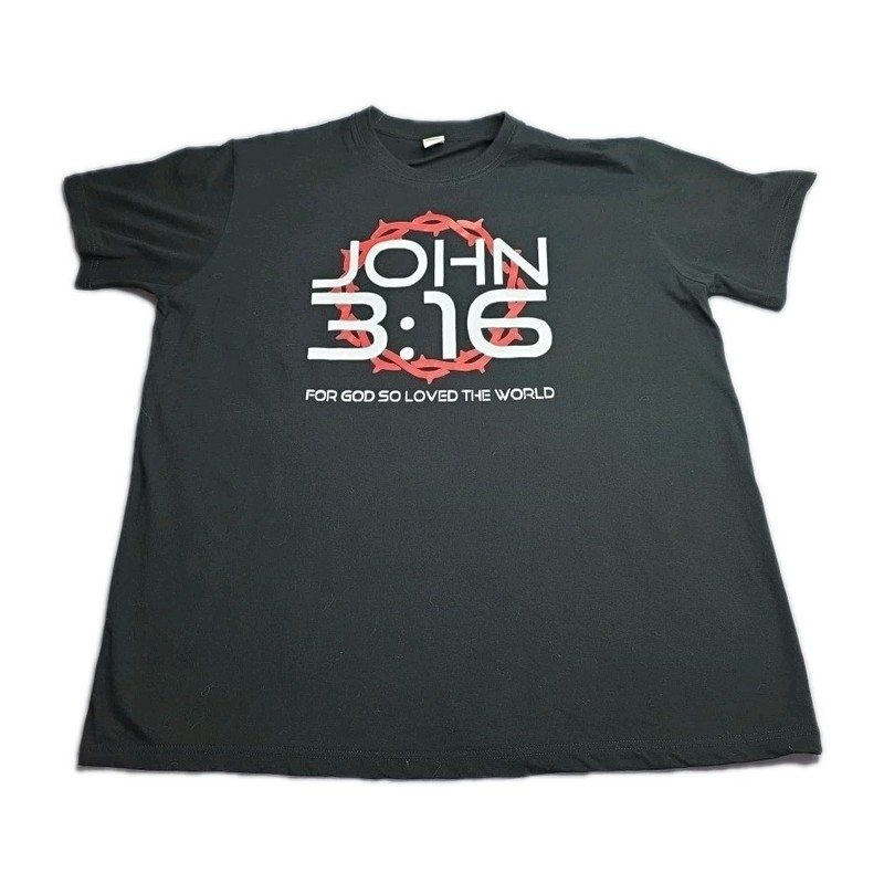Men’s Casual Crew Neck T-Shirt, John 3:16 Inspirational Quote Print