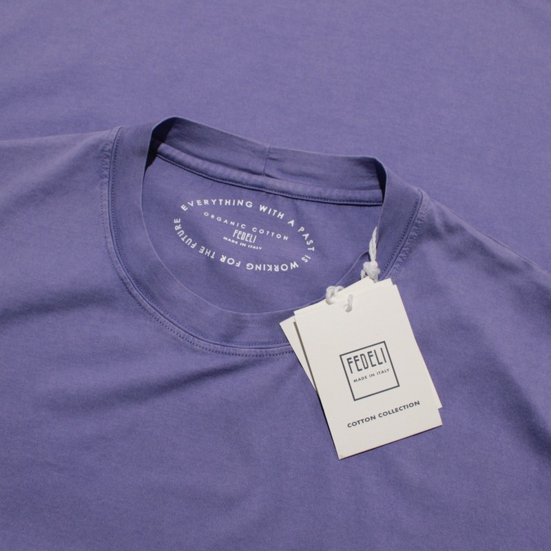 Fedeli NWT Short Sleeve T-Shirt Size 54 (US XL) in Purplish Blue 100% Cotton