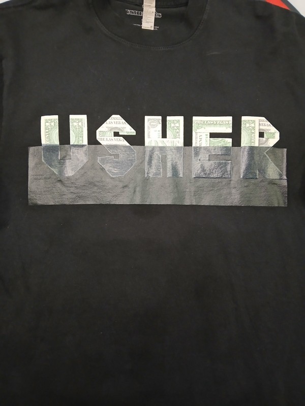 Usher Ushbucks Long Sleeve T-Shirt Back Money Graphic Men's S gallery