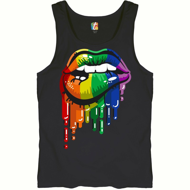 Sexy Melting Rainbow Lips Tank Top LGBT Queer Gay Pride Love Wins Men’s Top