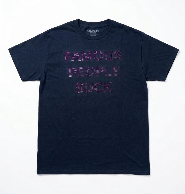 FAMOUS Men’s Short Sleeve Cotton Jersey Graphic Rhinestone T-Shirt Black M