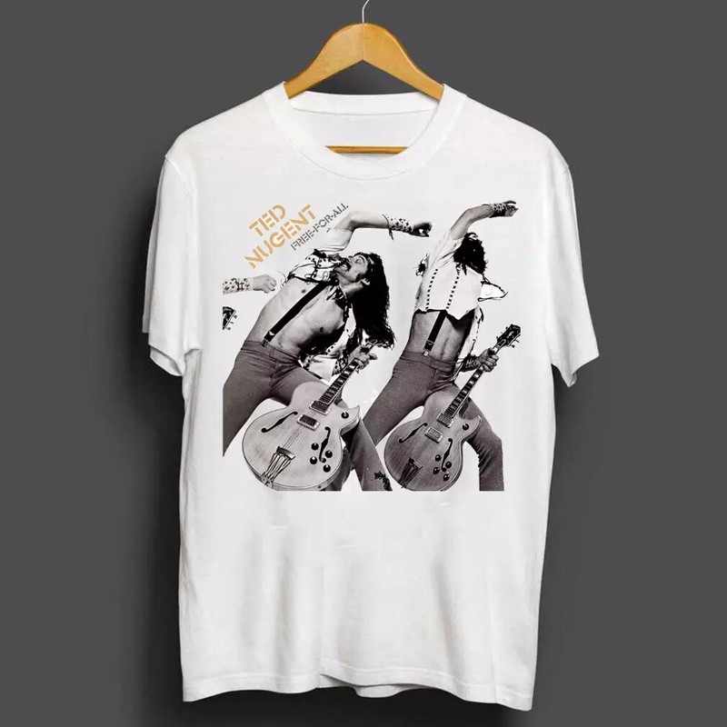 Ted Nugent – Free-for-All T-shirt Tee Short Sleeve Full Size S M L 2345XL.webp
