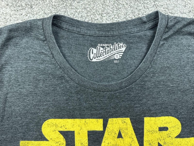 Star Wars Shirt Mens Large Charcoal Gray Yellow Logo Graphic Tee Old Navy Movie gallery