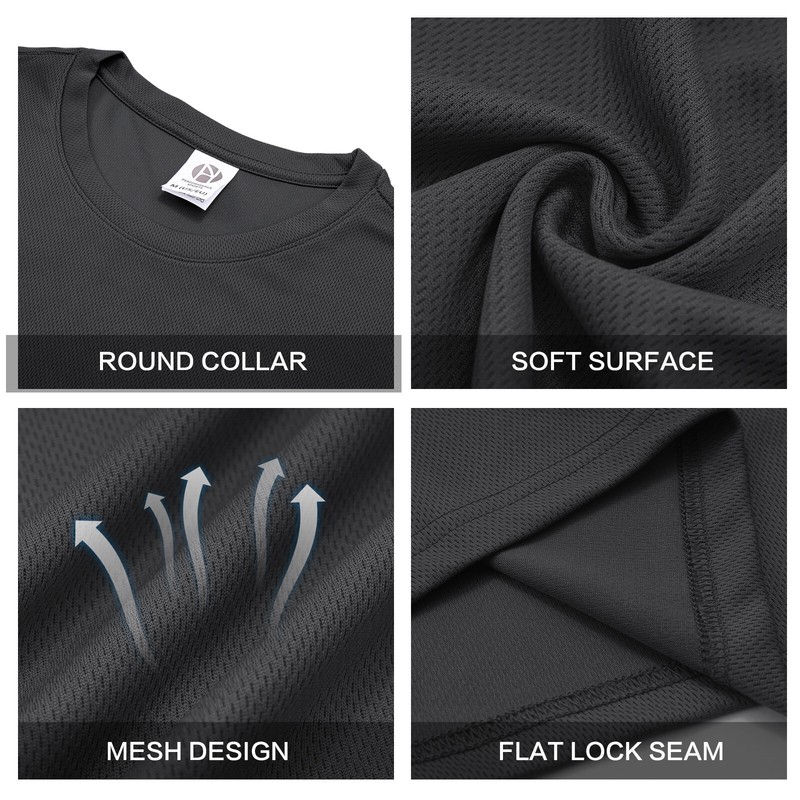 5 Pack Men's T shirts Short Sleeve T-shirt Top Polyester Crew Neck Sport Shirt gallery