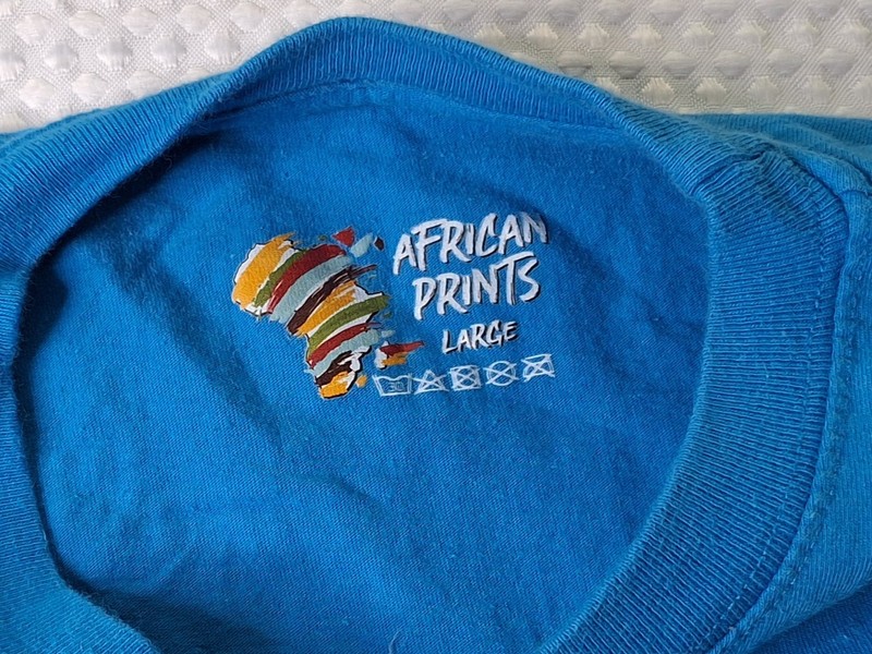 Kenya Africa Embroidered Colorful Souvenir Blue T-shirt Size L African Prints gallery