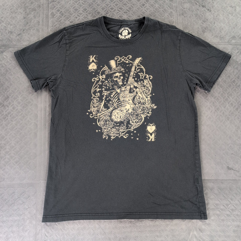 Lucky Brand T Shirt Skull Rock Band Graphic Tee King of Spades Men Medium