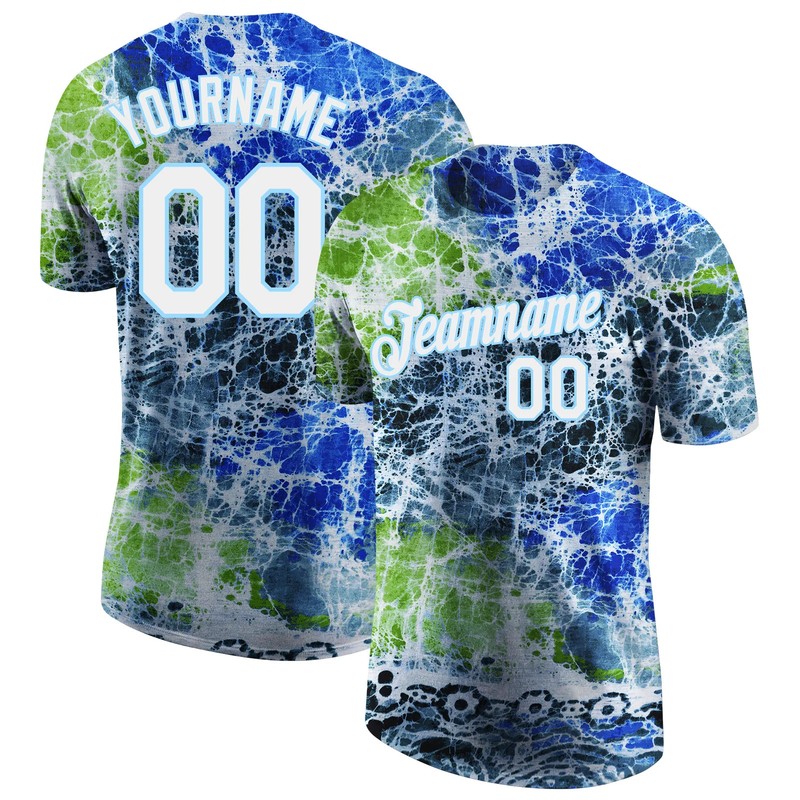 Custom Tie Dye White Light Blue Performance T-Shirt Personalized Gift for Men