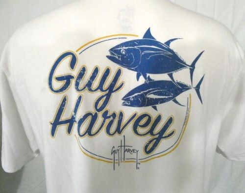 Guy Harvey White XL T-Shirt Bluefin Tuna Cotton Blend