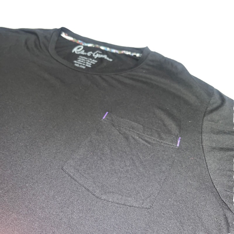 Robert Graham Mens 3XL Black Pocket T-Shirt Modal Blend Purple Bar Tack Big L gallery