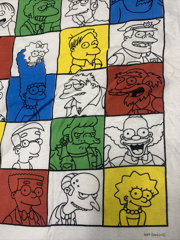 Vintage Keya USA Simpsons XL White "All My Friends are Characters" Tee T-Shirt gallery