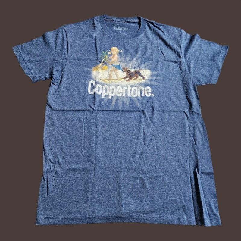 Retro Mens L Coppertone Baby Sunscreen Logo T Shirt Made In USA