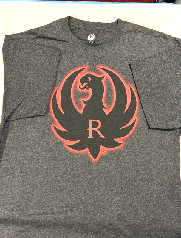 Ruger Logo Graphic T-Shirt – Black shirt w/Red Logo on front & back – Size L NEW