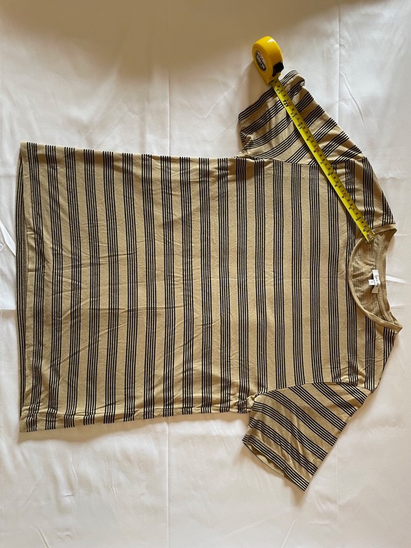 Reiss Men's Striped T-Shirt Beige Black Short Sleeve Crew Neck Casual Tee M gallery