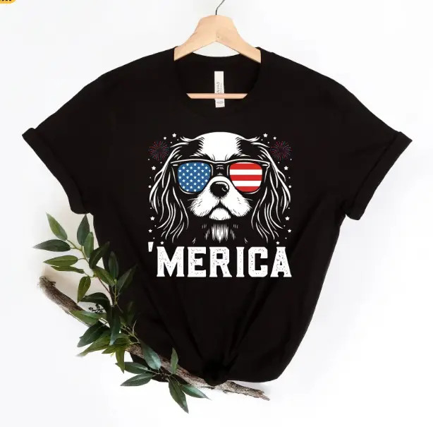 Cavalier King Charles Merica Tee Patriotic Dog Lover Fourth of July T Shirt