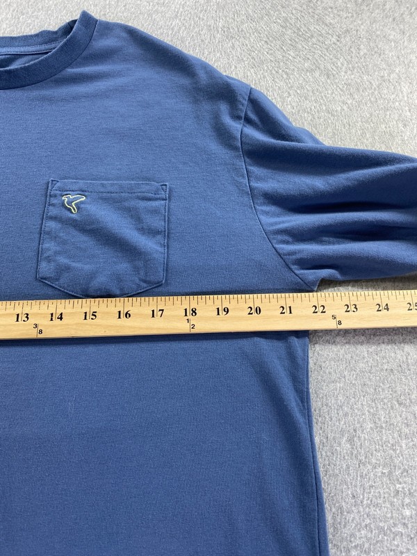Birddogs Size XL Long Sleeve Off Blue Cotton/Poly Pocket Crew T-Shirt Preppy gallery