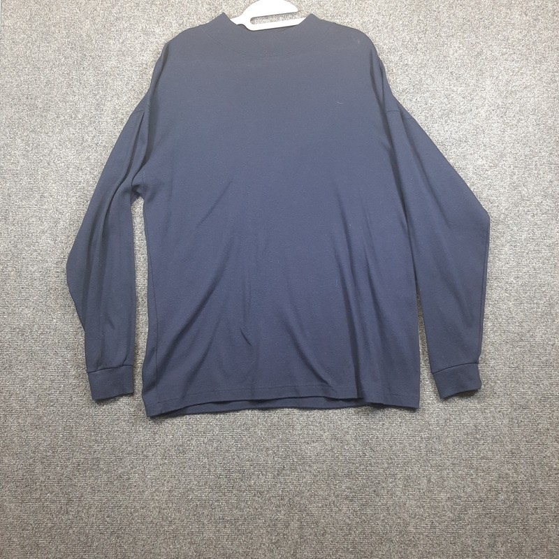 Vintage Cross Creek Made in USA 100% Cotton Mock Neck Pullover Shirt Blue L