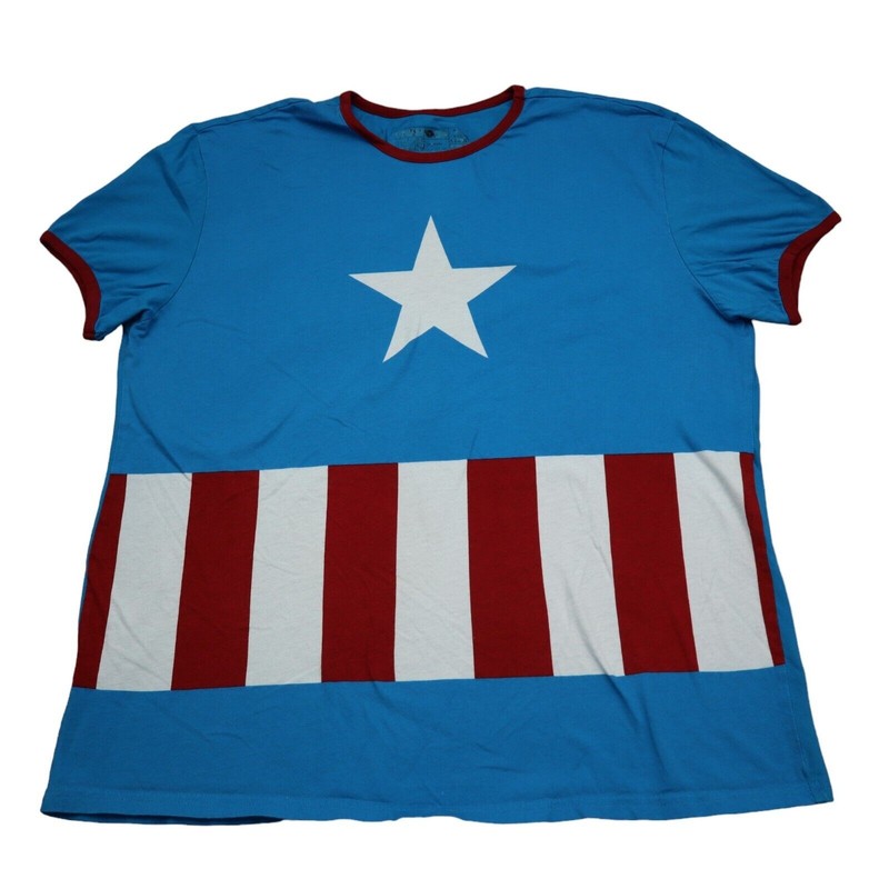 Underoos Marvel Shirt Mens XL Blue Captain America Crew Neck Short Sleeve Tee