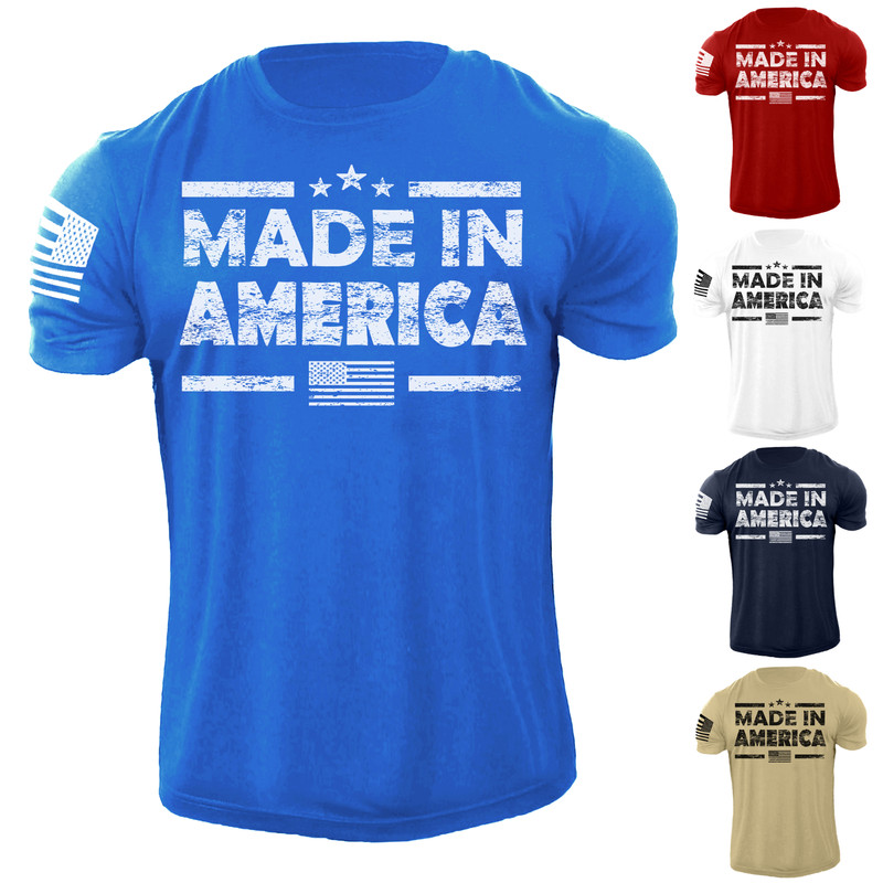 New Men’s Flag T Shirt American Patriotic 100% Cotton