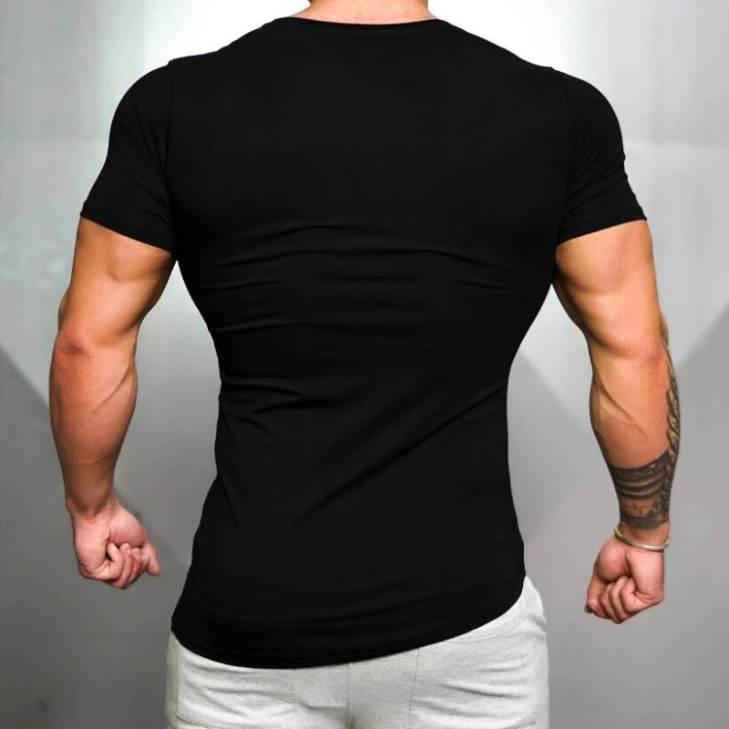 Solid Color Mens Running Sport Tee Tops Cotton Breathable Short Sleeve Slim Fit gallery