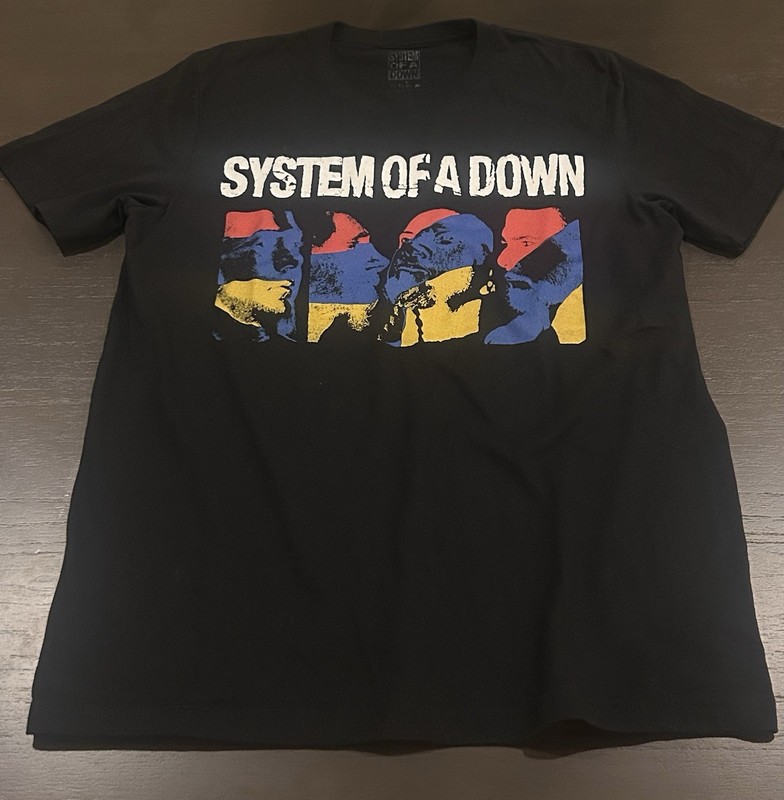System of a Down SOAD Photo Collage T-Shirt Armenian Tricolor Flag Mens Large