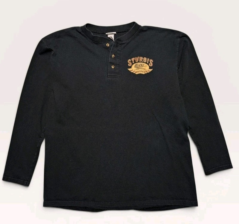 VTG 2004 Sturgis Black Hills Motor Classic Henley Shirt Mens L Biker