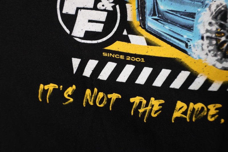Retro Y2K Mens 3XL Faded Spell Out Fast & Furious Movie Car Racing T-Shirt Black gallery