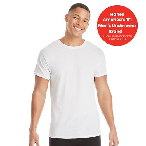 6 Pack Mens 100% Cotton Moisture-Wicking Crew Tee Undershirts,Medium White gallery
