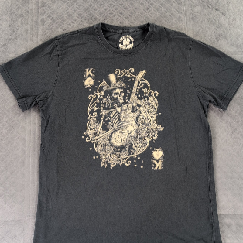 Lucky Brand T Shirt Skull Rock Band Graphic Tee King of Spades Men Medium gallery