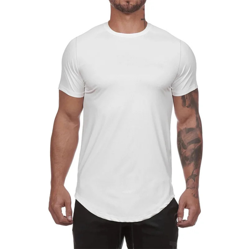 New Summer Round Neck Sports Fitness T-shirt Men Quick Drying Breathable mesh Tr gallery
