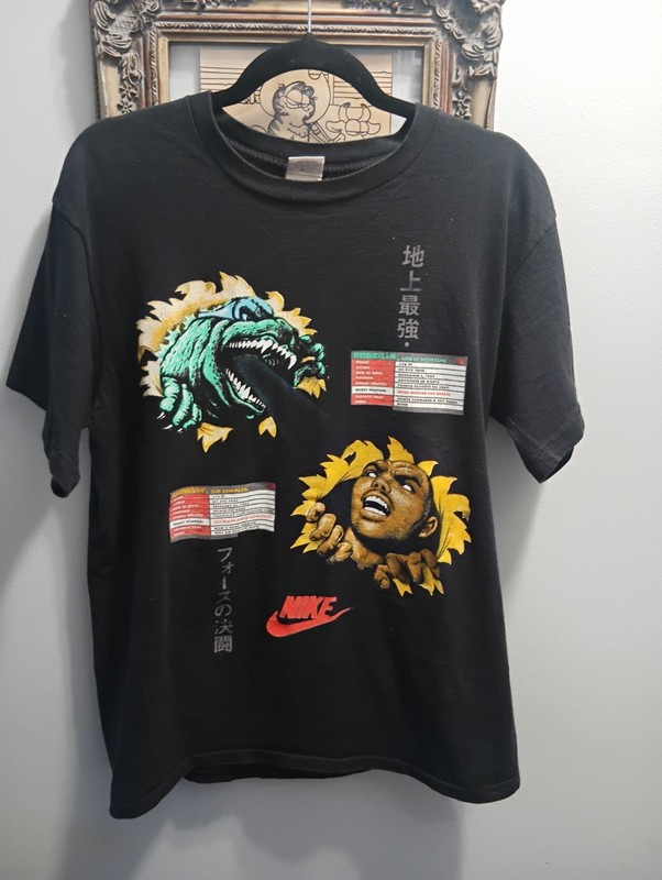Vintage 1992 Nike ‘Charles Barkley VS Godzilla World Tour’ T-Shirt Black Size L