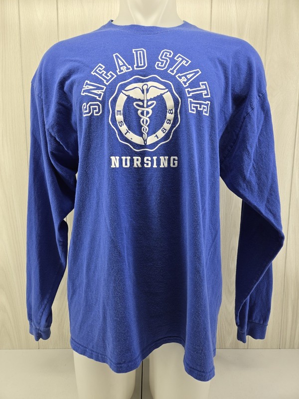 Snead State Nursing Blue Long Sleeve T Shirt Champion Size 2XL Mens