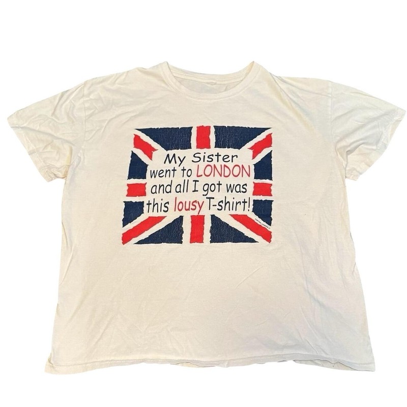 Vintage 1980s “My Sister Went to London” Funny Graphic L T-shirt FREE SHIPPING