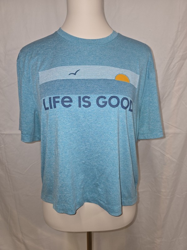 Life Is Good Blue Mens Size Small Graphic Tee Short Sleeve