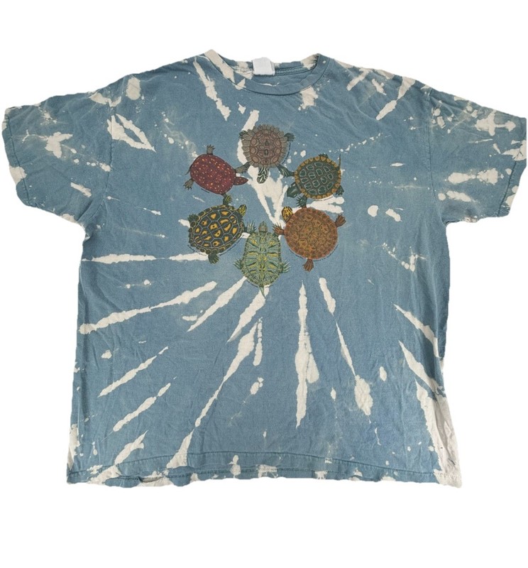 Vintage 2000 Y2K RN Richardson Animal Water Turtle Circle Tie Dye Shirt Size XL
