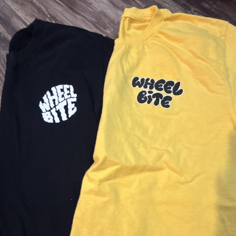Wheel Bite Unisex Skateboarding Shirt Black And Yellow Men’s Size Small 2 Pack