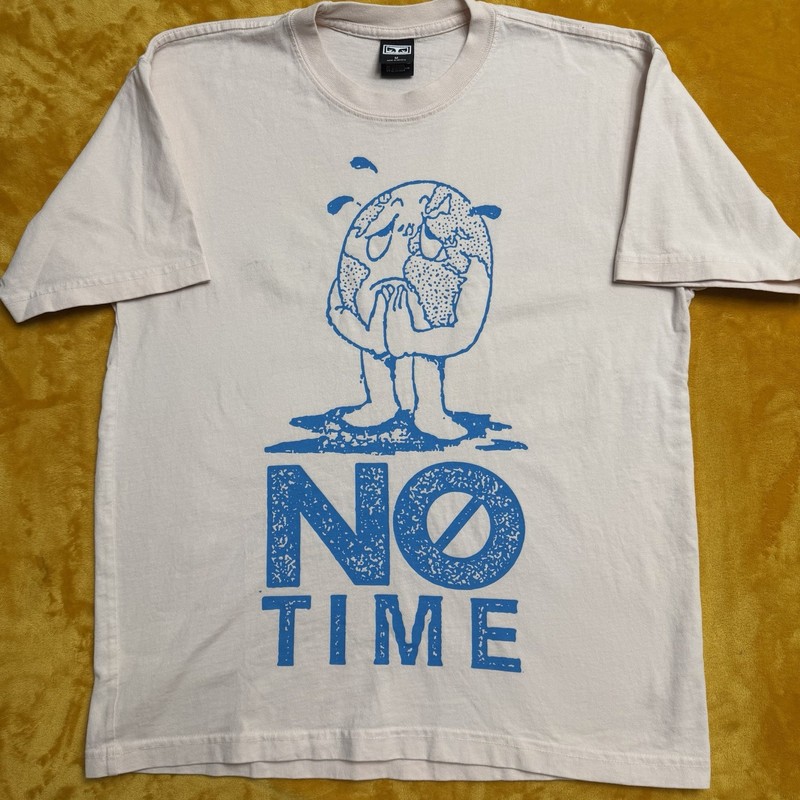 Obey No Time Earth Graphic T Shirt Mens Medium Beige Blue Streetwear Climate Tee