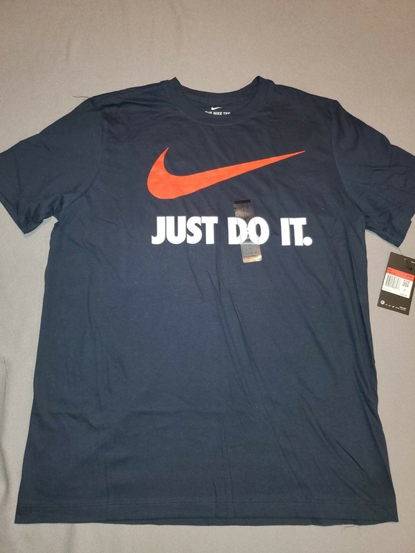 NIKE TEE JUST DO IT T-SHIRT MENS LARGE BLUE BV0623 475 NEW