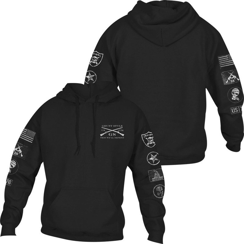 Grunt Style Patch Hoodie – Black – 2XLarge