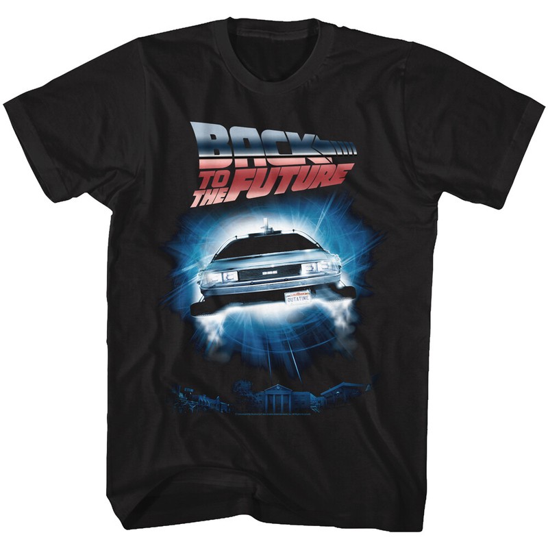 Back To The Future Movie Delorean Transporting Through Time Men’s T Shirt