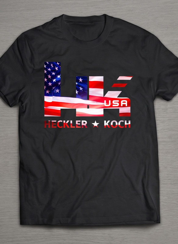 Heckler & Koch HK USA Flag T-Shirt Patriotic Gun Tactical Tee Black Gray S-3XL gallery