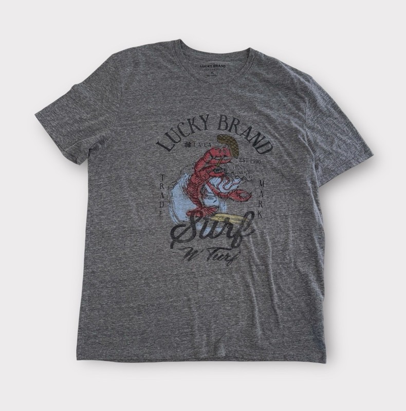 Lucky Brand T-Shirt Adult XL Gray Short Sleeve Graphic Tee