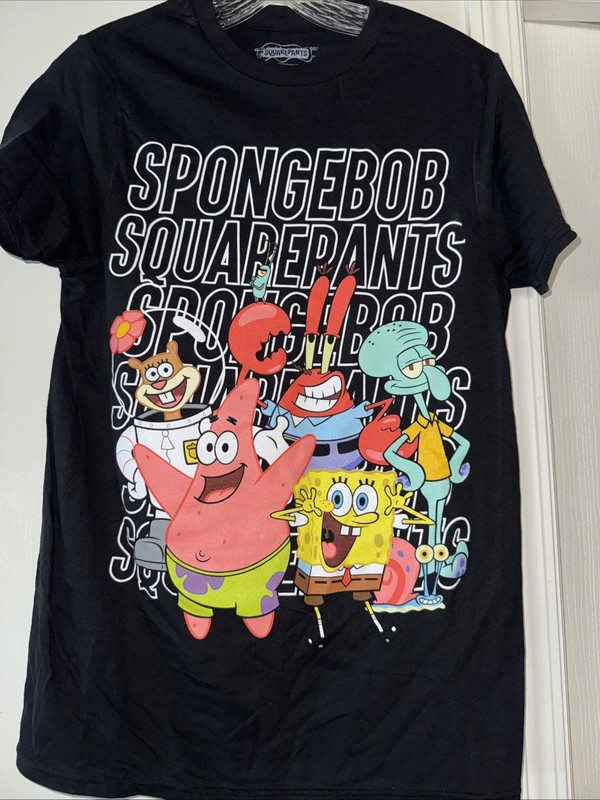 SPONGEBOB SQUAREPANTS Cotton Small Mexico Made Black T Shirt RN 117508