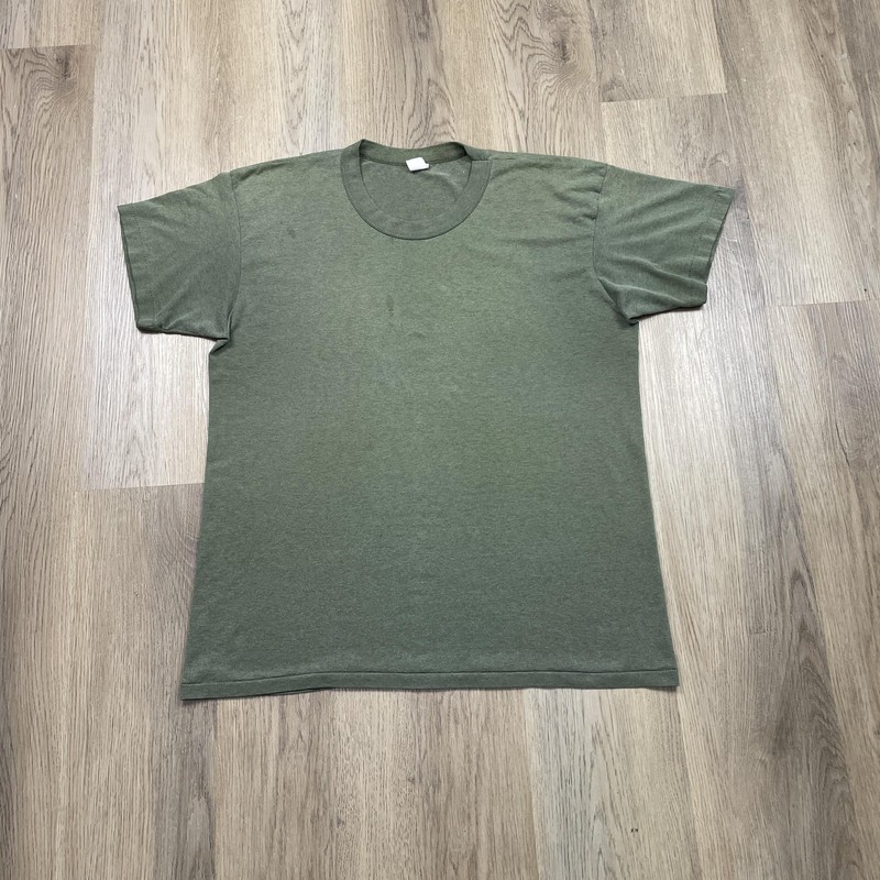 Blank Shirt Mens Large Green Short Sleeve Crewneck Basic Casual Distressed Tee