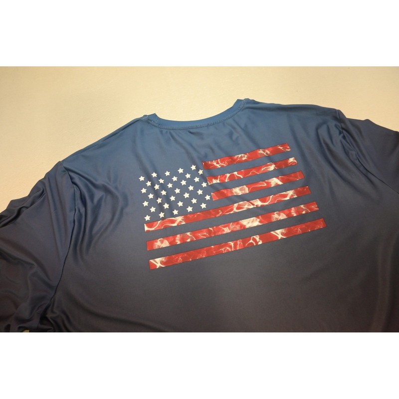 Habit Performance Shirt Men XL Blue Red American Flag 4th July Solar Factor