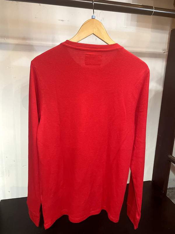 Express Sweater Shirt Medium Knit Henley Red Tagless Machine Washable 60% Cotton gallery