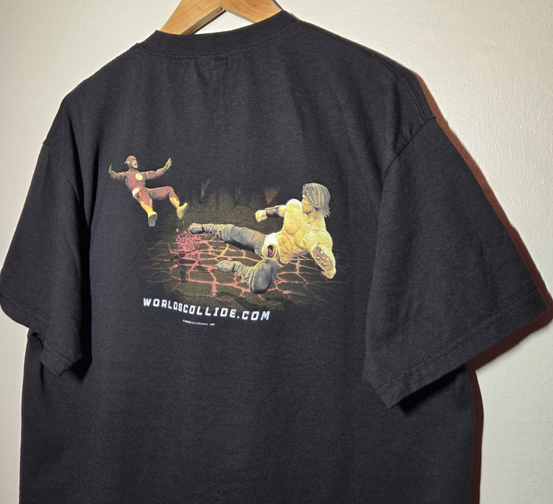 VTG Mortal Kombat vs DC Universe Tee Joker Scorpion Game Promo FACTORY FLAW Sz L gallery
