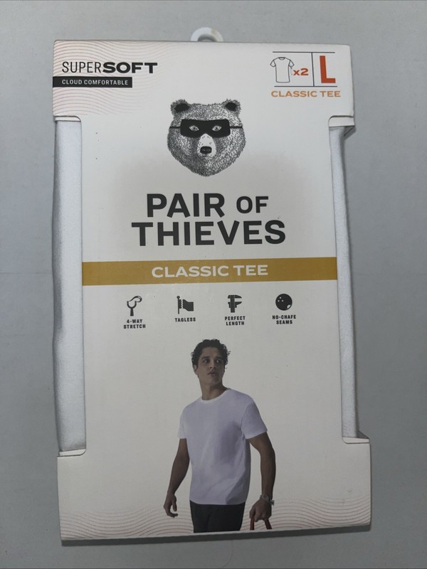 Pair of Thieves Men’s Classic Tee Crewneck Tee Undershirt 2pk – White – Large