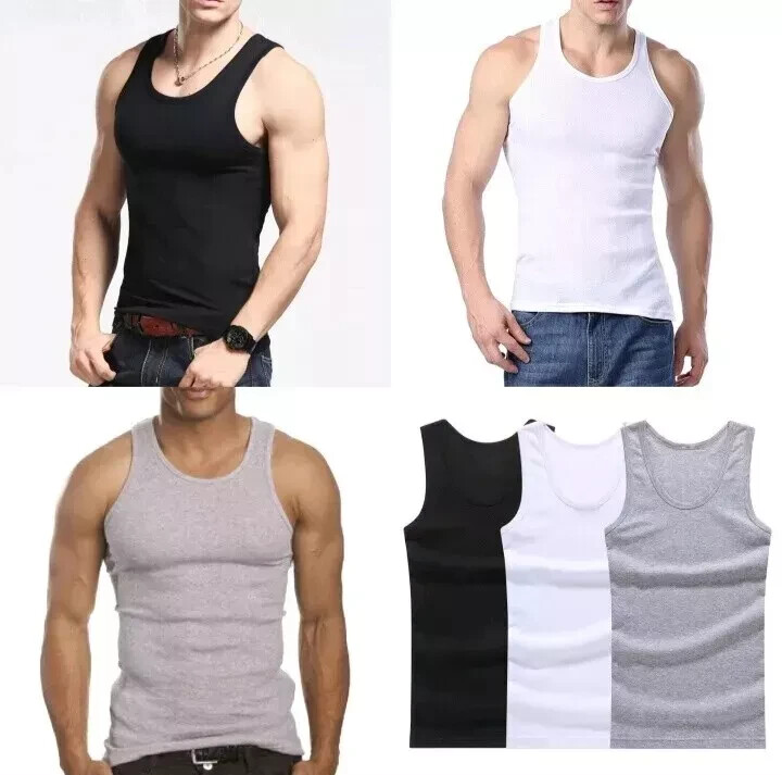 6-12 Pack Mens Tank Top 100% Cotton A-Shirt Wife Beater Undershirts Size S-2XL gallery