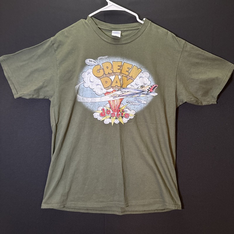 Green Day Dookie T Shirt Mens Medium Green Graphic Print Port And Company Y2K
